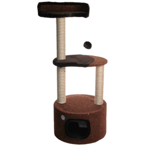 Когтеточка Дом с полками коричневая 510х510х1230мм Зооник