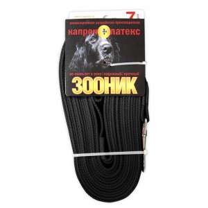 Поводок капроновый с латексной нитью 7м*20мм черный Зооник для собак