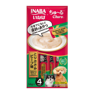Инаба/INABA ЧУРУ лакомство для собак пюре филе курицы с говядиной 14гр*4 