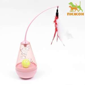 Игрушка для кошек неваляшка Мышь-фонтан с отверстиями для лакомств и бубенчиком Пижон