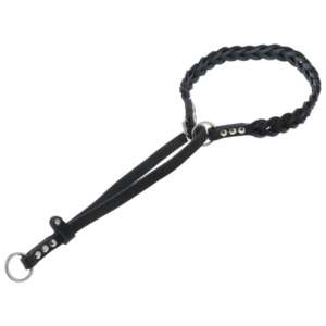 Удавка кожаная плетеная 12мм сварное кольцо черный Аркон