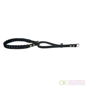 Удавка кожаная плетеная 16мм сварное кольцо черный Аркон