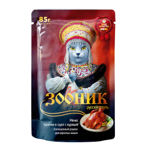 Зооник пауч корм для кошек курица в соусе 85гр*24 