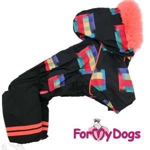 Комбинезон для девочек р22 спинка 42см черно-оранжевый графический Formydogs