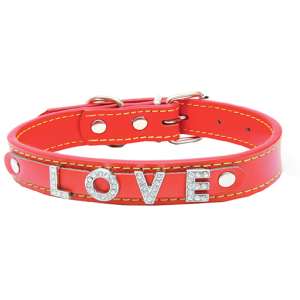 Ошейник Колибри с украшением из букв LOVE 20мм 45см красный Каскад