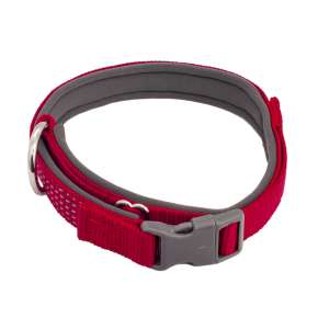 Ошейник нейлон Премиум светоотражающий неопреновый подклад 20мм 30-50см красный Каскад