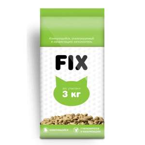 Наполнитель травяной комкующийся Фикс/FIX , можно утилизовать в канализацию 5л/3кг*5 для кошек