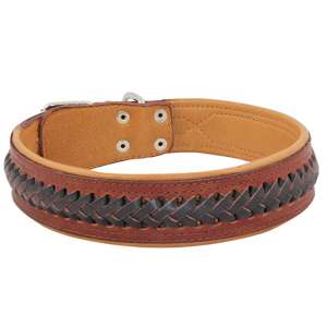 Ошейник кожаный тройной Элита с косой 30мм 54-63см Каскад