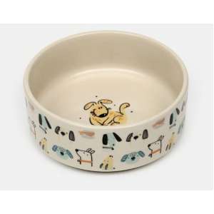 Миска керамическая «Собачки», 200 мл, бежевая для кошек и собак