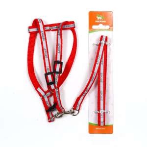 Комплект для собак Спорт светоотражающий Шлейка 23-35см*1см + Поводок 1,2м красный Пижон