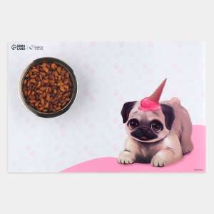 Коврик под миску Мопс 43*28см Пушистое облако