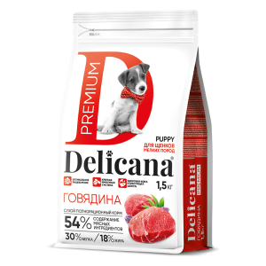 Деликана/Delicana корм для щенков мелких пород Говядина 1,5кг*6