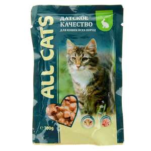 Олл Кэтс/All cats пауч корм для кошек кролик в соусе 85гр*25