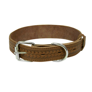 Ошейник кожаный с тиснением 30мм/45-49см Зооник 