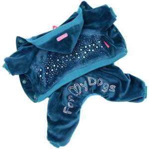Костюм велюровый для собак р20, спинка 39см бирюзовый Formydogs