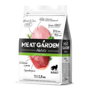 Мит Гарден/Meat Garden Беззерновой корм для кошек Индейка/Утка 1,5кг
