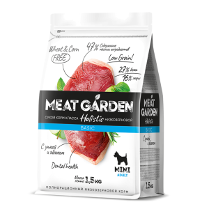 Мит Гарден/Meat Garden Basic Низкозерновой корм для собак мелких пород Утка/Яблоко 1,5кг*6
