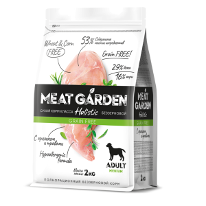 Мит Гарден/Meat Garden Беззерновой корм для собак средних пород Кролик с травами 2кг