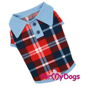 Поло для собак р12, спинка 27см красный в клетку Formydogs
