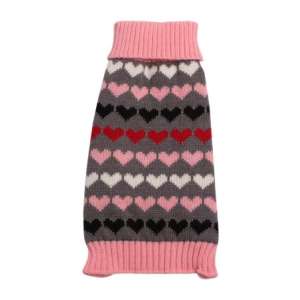 Свитер рL спинка 35см LMK-H94 розово-серый с сердечками LION для собак