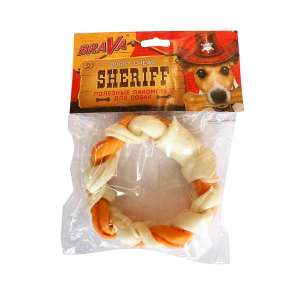 Брава/BraVa Шериф лакомства для собак кольцо косичка 3"/7,5см 1шт