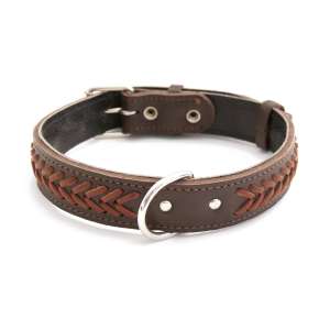 Ошейник кожа коса + кольцо 35мм Зооник