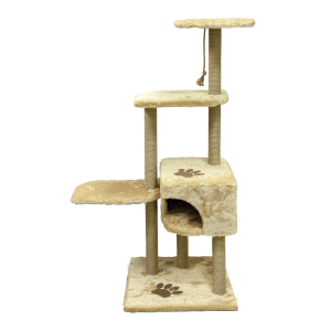 Когтеточка Дом с полками на подставке бежевая 640*410*1170мм Зооник