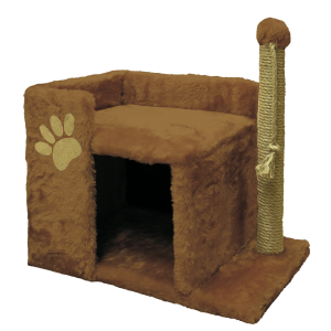 Когтеточка Дом с лежанкой коричневая 470х330х500мм Зооник для кошек