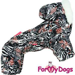 Комбинезон для девочек р12 спинка 27см серо-коричневый зебра на шелке Formydogs