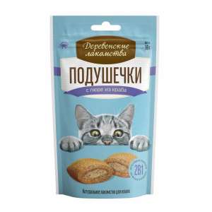 Деревенские Лакомства для кошек Подушечки с пюре из краба 30гр*10