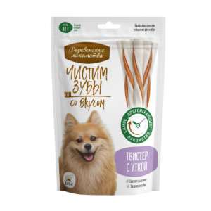 Деревенские Лакомства для собак Чистим зубы Твистер с уткой 80гр*10