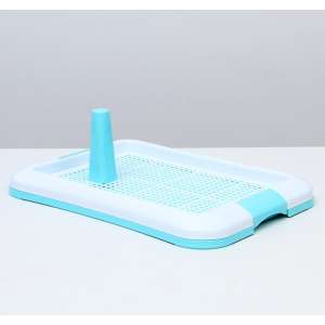 Туалет для собак с сеткой и столбиком 45*35*4,5см микс цветов Пижон