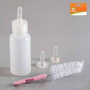 Бутылка для вскармливания щенков и котят бутылка 50мл+соска+ершик Пижон
