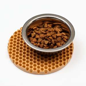 Коврик под миску круглый d15см бежевый 