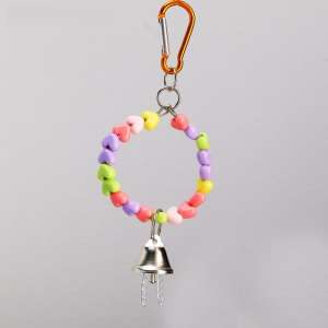 Игрушка для птиц Кольцо из бусин с колокольчиком 6*17см Пижон