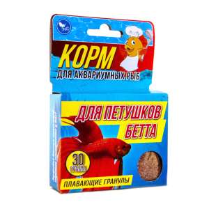 Аквакулинар корм для рыб петушков Бетта повседневный коробка 30гр