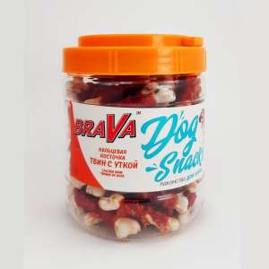 Брава/BraVa лакомства для собак кальцевая косточка твин с Уткой 700гр*12