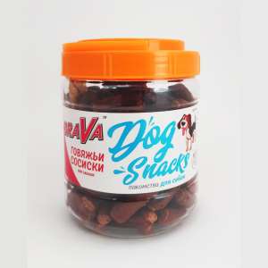 Брава/BraVa лакомства для собак сосиски Говяжьи 750гр*12