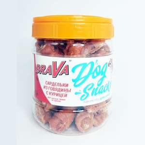 Брава/BraVa лакомства для собак Сардельки из Говядины с Курой 700гр*12