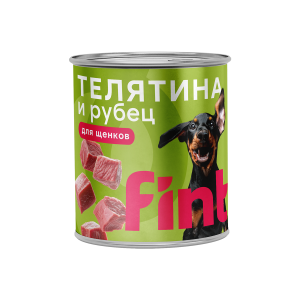 ФИНТ/FINT корм для для щенков крупных пород с телятиной и рубцом, консервы в ж/б, 850 г