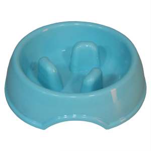 Миска для медленного поедания круглая Teeth голубая 300мл PetStandArt для кошек