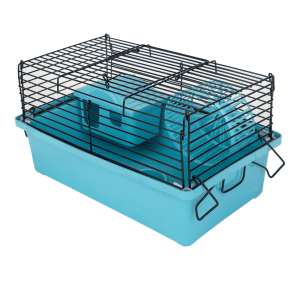 Клетка для грызунов укомплектованная домик, колесо, миска 28*17*18см бежевая Уют