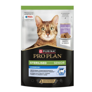 Про План/Pro Plan пауч 85гр корм для кошек Sterilised стерилизованных/кастр Senior 7+ Индейка паштет