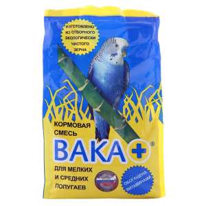 Вака корм для мелких и средних попугаев ПЛЮС 500г *10 (мягкая упаковка) для птиц