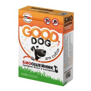 Гуд Дог Био ошейник для собак от блох и клещей, летающих насекомых 65см, оранжевый*6