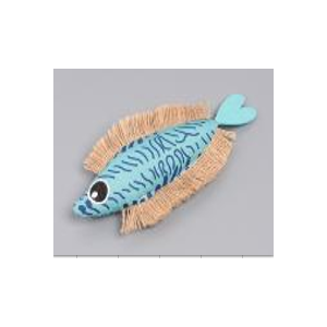 Игрушка для кошек мягкая Рыба 21.5х9х3см с мятой, джутовые плавники, шуршит, бирюза