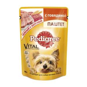 Педигри/Pedigree 80гр пауч корм для собак мелких пород паштет говядина *24 для собак