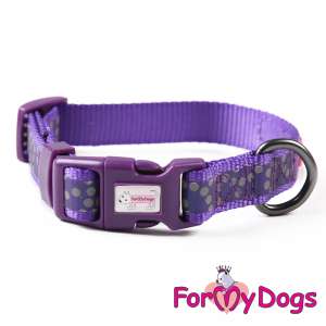 Ошейник для собак светоотражающий рS фиолетовый 1,6*28-42см Formydogs
