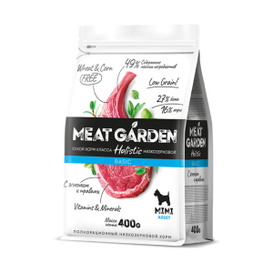 Мит Гарден/Meat Garden Basic Низкозерновой корм для собак мелких пород Ягненок с травами 400гр*20