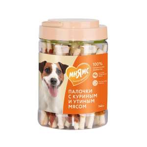 Мнямс для собак Лакомства на каждый день Палочки с куриным и утиным мясом 340 г